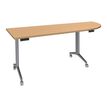 Table de réunion abattantes angle à droite - L200 x P80 cm - pied alu - plateau imitation hêtre