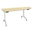 Table de réunion abattantes angle à droite - L200 x P80 cm - pied blanc - plateau imitation érable