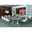 3253310171589-Table de réunion abattantes - L160 x P80 cm - pied alu - plateau imitation merisier--4