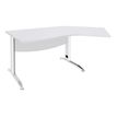 Bureau 135° IDRA - retour d'angle à droite - L180 cm - Pieds blanc - plateau Blanc perle