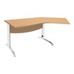 Bureau 135° IDRA - retour d'angle à gauche - L180 cm - Pieds blanc - Plateau imitation Hêtre