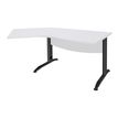Bureau 135° IDRA - retour d'angle à gauche - L180 cm - Pieds anthracite - plateau Blanc perle