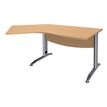 Bureau 135° IDRA - retour d'angle à gauche - L180 cm - Pieds aluminium - Plateau imitation Hêtre