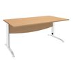 Bureau droit IDRA - L140 cm - Pieds blanc - Plateau imitation Hêtre