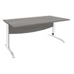 Bureau droit IDRA - L180 cm - Pieds blanc - plateau imitation Chêne gris