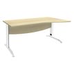 3253310150416-Bureau droit IDRA - Vague à droite - L160 cm - Pieds blancs - plateau imitation Erable--0