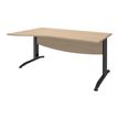 Bureau droit IDRA - Vague à gauche - L140 cm - Pieds anthracite - plateau imitation Chêne