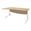 3253310150881-Bureau droit IDRA - Vague à gauche - L140 cm - Pieds blancs - plateau imitation Chêne--0