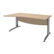 3253310150720-Bureau droit IDRA - Vague à gauche - L140 cm - Pieds alu - plateau imitation Chêne--0