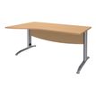 Bureau droit IDRA - Vague à gauche - L140 cm - Pieds alu - Plateau imitation Hêtre