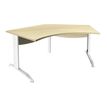 3253310150461-Bureau symétrique 120° IDRA - L185 cm - Pieds blanc - plateau imitation Erable--0