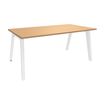 Bureau simple STEELY - L180 cm - Pieds blanc - plateau imitation Hêtre