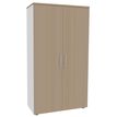 0404000124108-Armoire haute IRIS - H180 x L80 x P47 - 2 portes - Corps Blanc perle - Dessus et portes imitation Chên--0