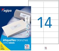 Apli Agipa - 1400 Étiquettes adhésives blanches multi-usages - 105 x 42 mm - coins droits - réf 119008