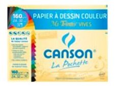 Canson - Pochette papier à dessin - 8 feuilles - A3 - 160 gr - couleurs vives