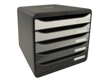 Exacompta BigBox Plus - Module de classement 5 tiroirs - noir/gris brillant