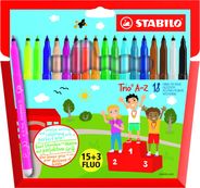 STABILO Trio A-Z - 18 feutres dont 3 fluo - pointe moyenne