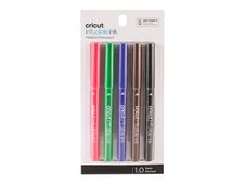 Cricut Infusible Ink Basics - 5 marqueurs - pointe moyenne - noir, cardinal, ultraviolet, vert vif, fauve