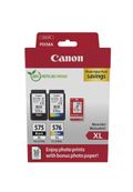 Canon PG-575XL/CL-576XL Photo Paper Value Pack - Pack de 2 - à rendement élevé - noir, couleur (cyan, magenta, jaune) - original - boîte de suspension - jeu de papier / cartouche d'encre - pour PIXMA TR4750i, TR4751i, TR4755i, TS3550i, TS3551i