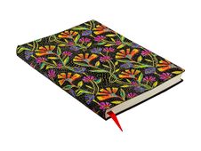 Paperblanks Flexis Laurel Burch Collection Playful Creations - Cahier de notes - 120 x 175 mm - 88 feuilles / 176 pages - ligné - wild flowers - noir