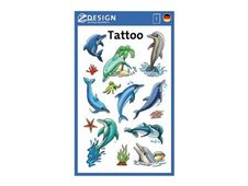 Avery - Tatouage temporaire - 9 pièces - dauphin - coloré - film