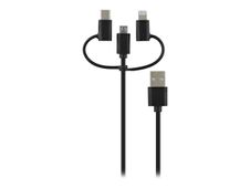T'nB - Câble Lightning - USB mâle pour Micro-USB de type B, Lightning, 24 pin USB-C mâle détachable - 1 m - noir