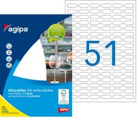 Apli Agipa - Etui A5 - 306 Étiquetttes bijouterie enlevables blanches - 45 x 8 mm - réf 100974
