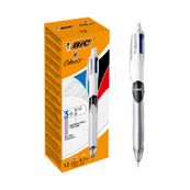 BIC 4 Couleurs - 12 Stylos à bille 4 couleurs - 3 couleurs et 1 porte-mines