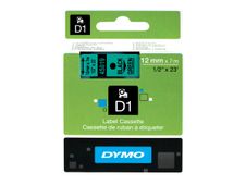 Dymo D1 - Ruban d'étiquettes auto-adhésives - 1 rouleau (12 mm x 7 m) - fond vert écriture noire 