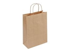 50 Sacs cadeau kraft - poignées torsadées - 18 cm x 8 cm x 22 cm - brun