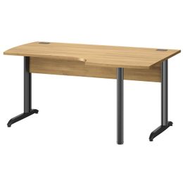Bureau compact à droite JAZZ+ - 160 cm - Pieds métal - chêne du bocage