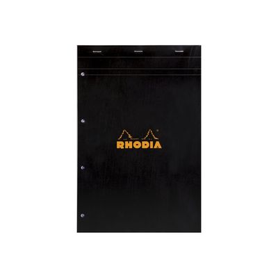 3037922010098-Rhodia Basics - Bloc notes - A4 + - 160 pages - grands carreaux - 80g - noir-Avant-0