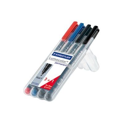 4007817319123-STAEDTLER Lumocolor 318 - Pack de 4 marqueurs permanents (format spécial) - pointe fine - c-Angle droit-1