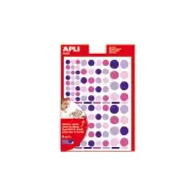 8410782135241-Apli - 6 feuilles gommettes rondes - rose/lilas-Avant-0