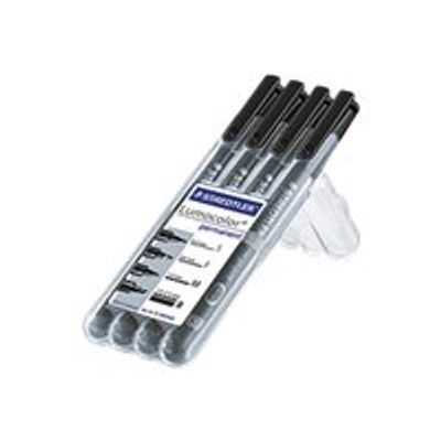 4007817310083-STAEDTLER LUMOCOLOR - Pack de 4 marqueurs permanents - pointes assorties - noir-Angle droit-1