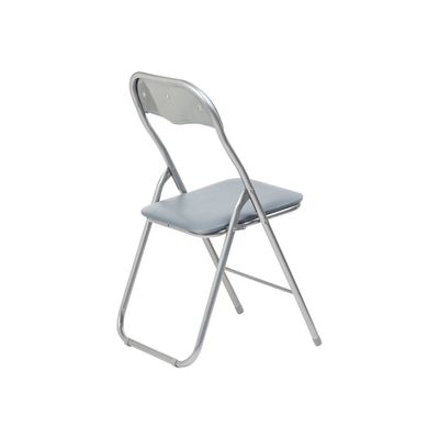 3760185028943-Chaise pliante JUNY - assise et dossier recouverts de PVC - Gris-Arrière-1