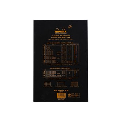 3037922010098-Rhodia Basics - Bloc notes - A4 + - 160 pages - grands carreaux - 80g - noir-Arrière-2