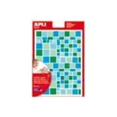 8410782135289-Apli - 6 feuilles gommettes carrées - bleu / vert-Avant-0
