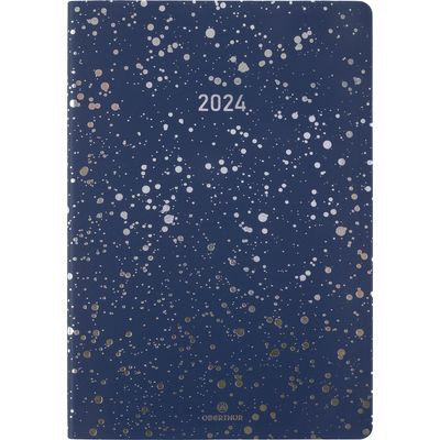 3664447160344-Agenda Céleste - 1 semaine sur 2 pages - 17 x 24,5 cm - marine/argent - Oberthur--0