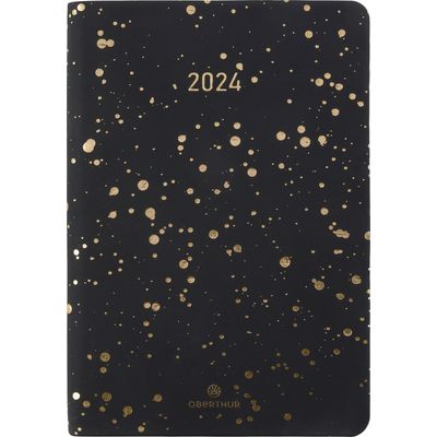 3664447156118-Agenda Céleste - 1 semaine sur 2 pages - 10 x 15 cm - noir/or - Oberthur--0