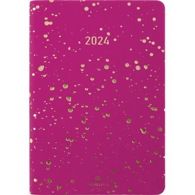3664447156125-Agenda Céleste - 1 semaine sur 2 pages - 10 x 15 cm - fuchsia/or - Oberthur--0