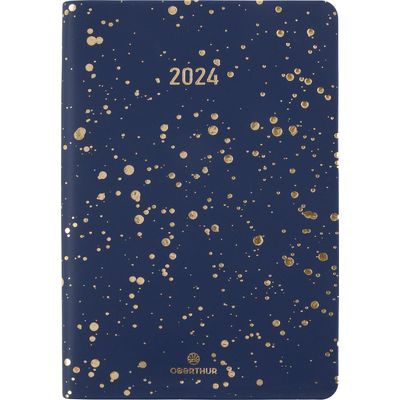 3664447156149-Agenda Céleste - 1 semaine sur 2 pages - 10 x 15 cm - bleu marine/or - Oberthur--0