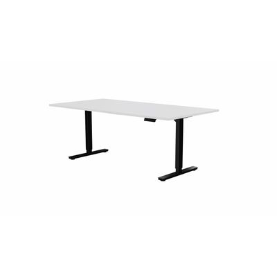 3617350004151-Table de réunion assis/debout AXEL - réglage électrique - L200 x P100 cm - plateau blanc - pieds noi--0