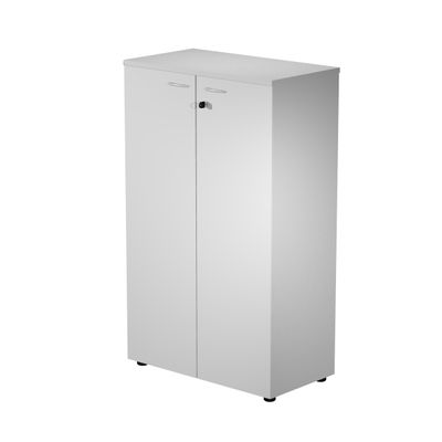 0404052257847-Bibliothèque mi-haute Trend - L80xP44xH120 cm - 2 portes en mélaminé avec serrure - gris--0
