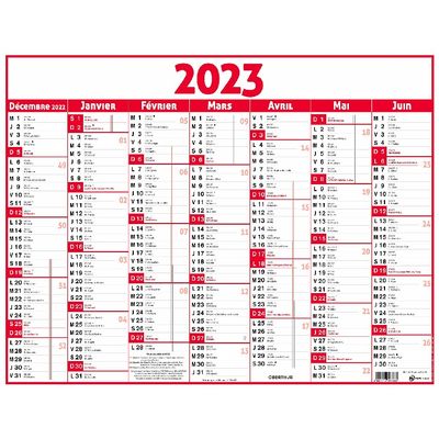 3664447135908-Oberthur Classique - Calendrier 7 mois par face - 21 x 26,5 cm - rouge-P_405120433_1-0
