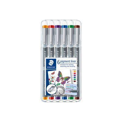 4007817036747-STAEDTLER pigment liner - Pack de 6 Feutres fins - 0.3 mm - couleurs assorties-Avant-0