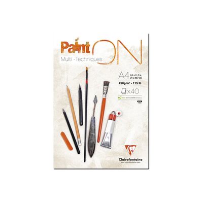3329680965377-Clairefontaine Paint ON - bloc encollé - A4 - 40 feuilles-Avant-0