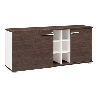 3483600647429-Crédence XENON - L170 x H78 x P47 - 2 portes et 6 niches - Chêne royal-Angle gauche-0