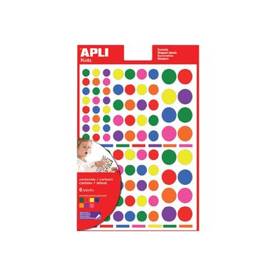 8410782129707-Apli - 6 feuilles gommettes rondes - coloris assortis-Avant-1