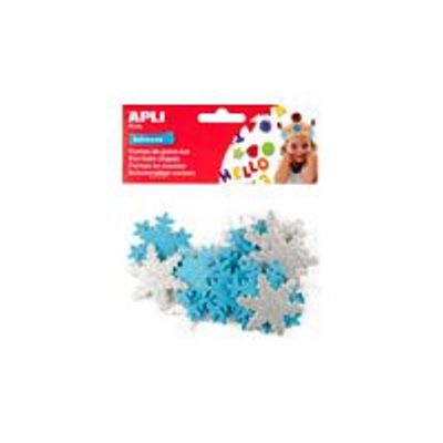 8410782134886-APLI kids - 22 Adhésif décoratif mousse - flocons - argenté(e), bleu clair-Haut-0